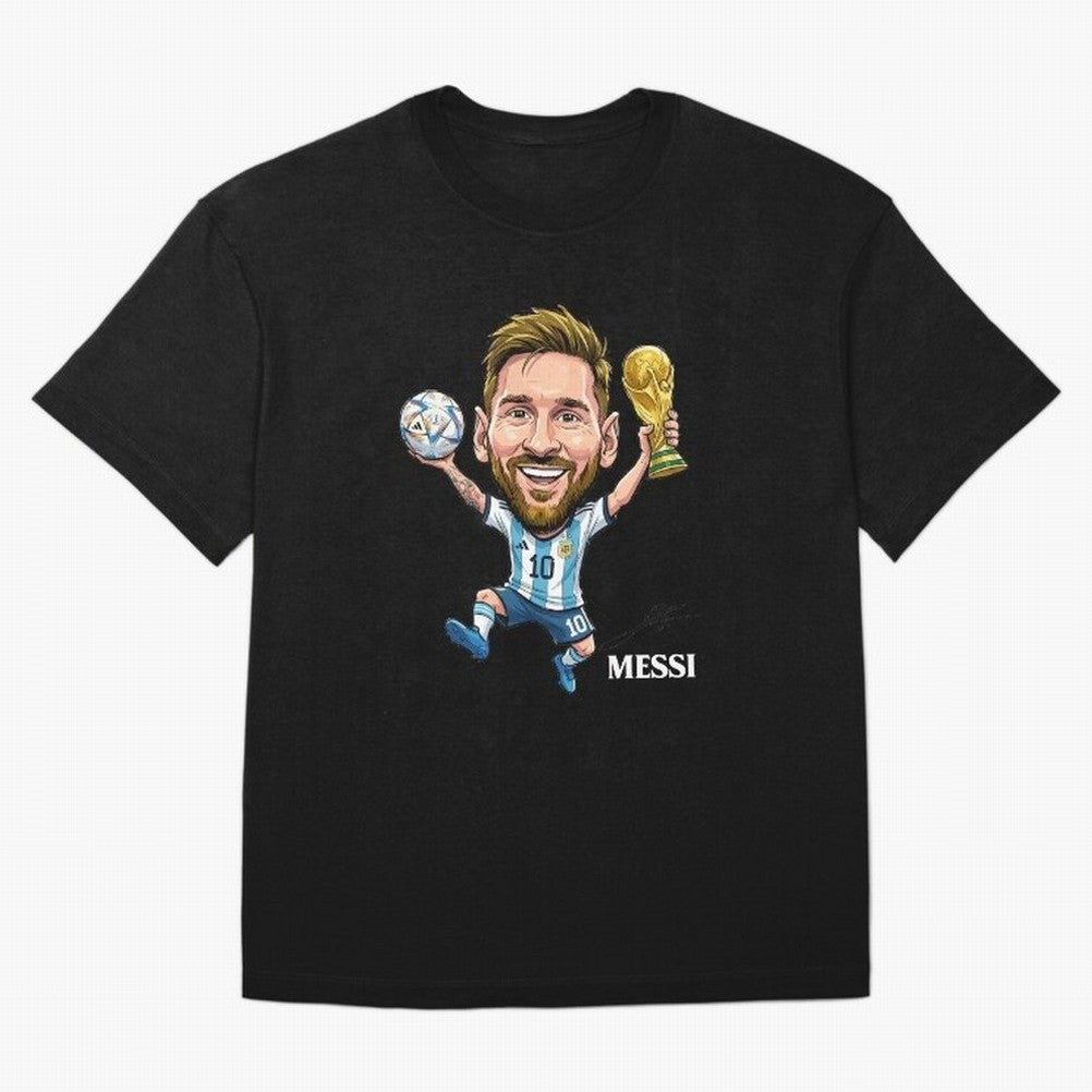Messi Campion Oversized T-Shirt Celebrate the Biggest Stage of FIFA World Cup 2026 USA Canada Mexico for Fans of Cristiano Ronaldo and France and Portugal, Bringing Worldwide Fan Energy, Dramatic Goals, Stadium Lights and Championship Celebrations;