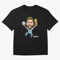 Messi Campion Oversized T-Shirt Celebrate the Biggest Stage of FIFA World Cup 2026 USA Canada Mexico for Fans of Cristiano Ronaldo and France and Portugal, Bringing Worldwide Fan Energy, Dramatic Goals, Stadium Lights and Championship Celebrations;