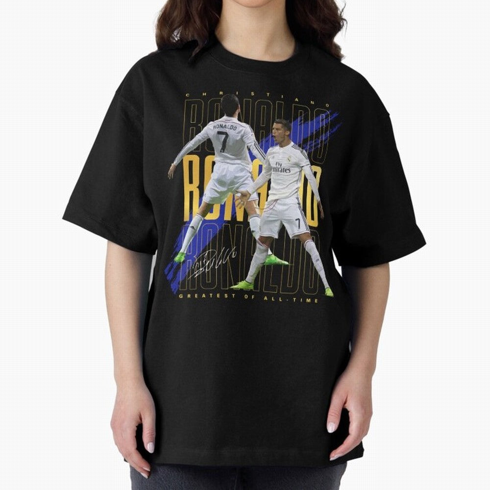 Cristiano Ronaldo Suuiii! Greatest Of All Time Oversized T-Shirt Embrace Match Day Hype around FIFA World Cup 2026 Group Stage, Messi, Neymar and Mbappe, Spain, Classic Soccer Heritage, Championship Pressure, Fan Loyalty and International Pride;