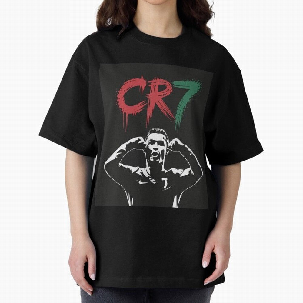 Cristiano Ronaldo CR7 T-shirt Design Oversized T-Shirt Follow the Road to the FIFA World Cup 2026 Journey through Messi and Cristiano Ronaldo Highlights, France and Portugal Pride, Worldwide Fan Energy, Dramatic Goals, Stadium Lights and