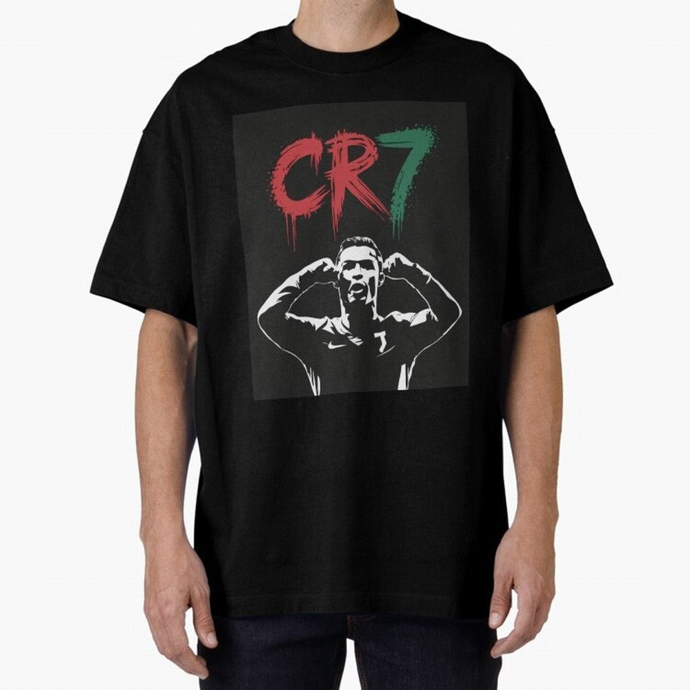 Cristiano Ronaldo CR7 T-shirt Design Oversized T-Shirt Follow the Road to the FIFA World Cup 2026 Journey through Messi and Cristiano Ronaldo Highlights, France and Portugal Pride, Worldwide Fan Energy, Dramatic Goals, Stadium Lights and
