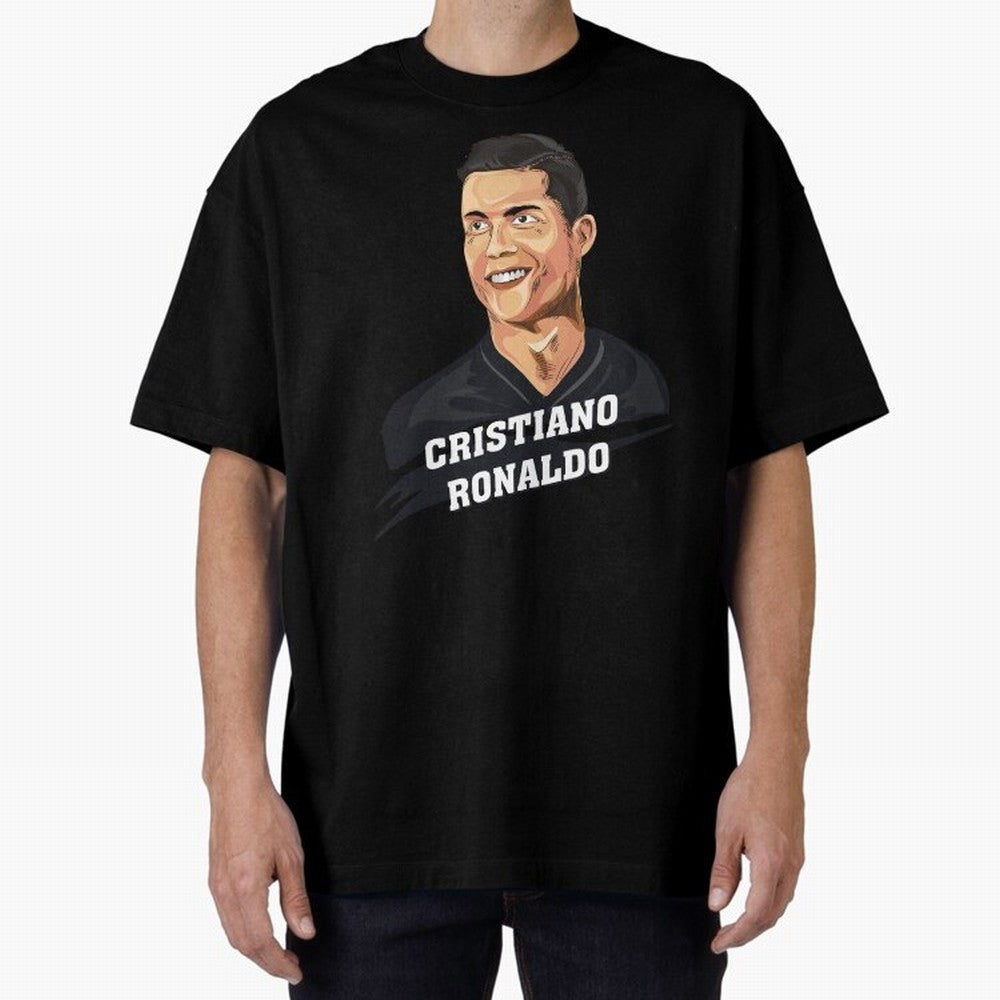 Cristiano Ronaldo Portrait Oversized T-Shirt Create FIFA World Cup 2026 Group Stage for Fans of Messi, CR7 and Mbappe and Netherlands, Bringing Classic Soccer Heritage, Championship Pressure, Fan Loyalty and International Pride; Created for Match