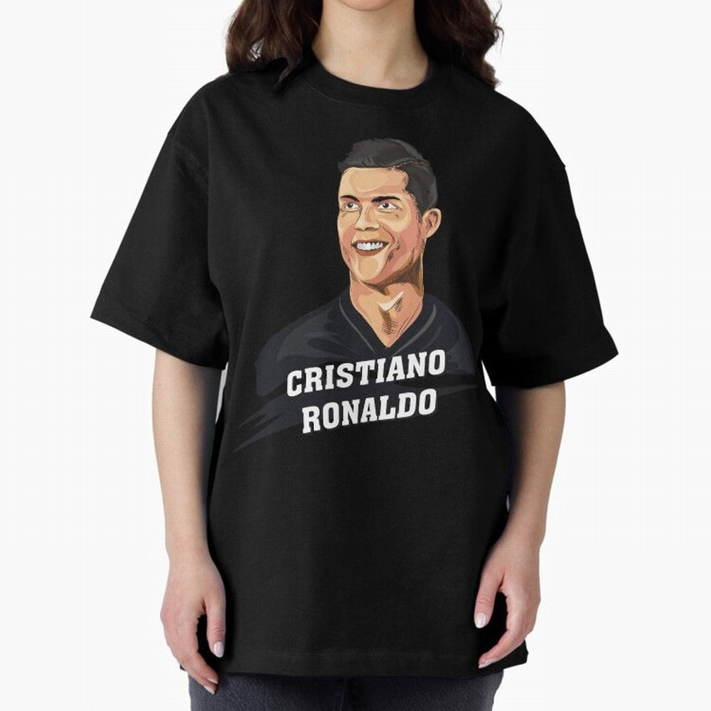 Cristiano Ronaldo Portrait Oversized T-Shirt Create FIFA World Cup 2026 Group Stage for Fans of Messi, CR7 and Mbappe and Netherlands, Bringing Classic Soccer Heritage, Championship Pressure, Fan Loyalty and International Pride; Created for Match