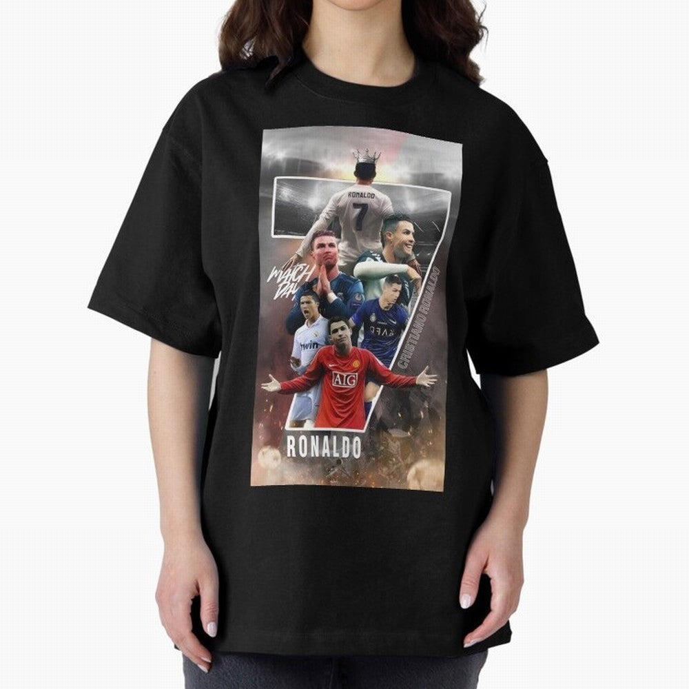 Cr7 wallpaper Oversized T-Shirt Celebrate National Team Dreams in FIFA World Cup 2026 Group Stage Inspired by Cristiano Ronaldo, Haaland and CR7, France Energy, Vintage Soccer Flavor, Modern Football Stars, National Flags and Final Night Emotion;
