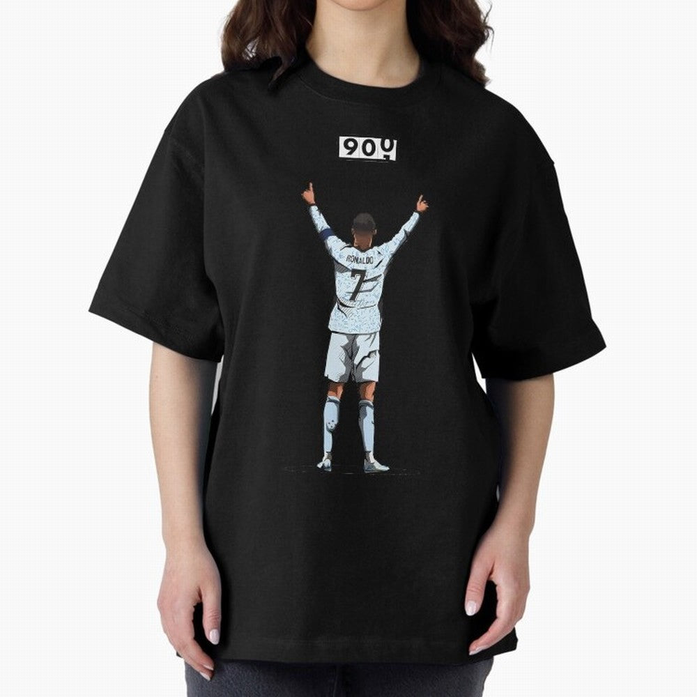 Ronaldo 900 Goals Celebration Iconic Football Design Oversized T-Shirt Show Passion for the Stars of FIFA World Cup 2026 Group Stage for Fans of Messi and England, France and Netherlands, Bringing Goal Celebration Energy, Supporter Heritage,