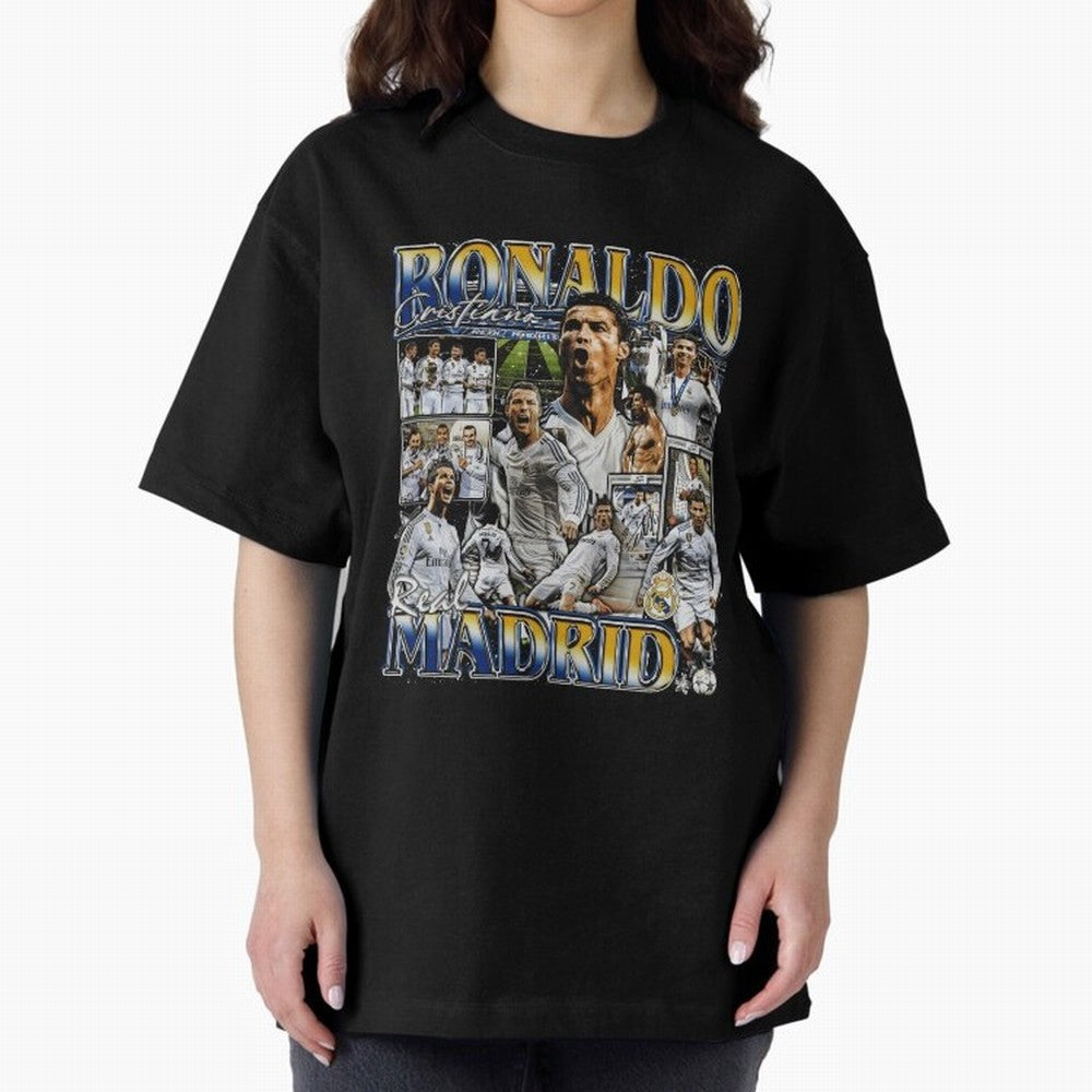 Cristiano Ronaldo Real Vintage Bootleg Oversized T-Shirt Celebrate Golden Goal Energy in FIFA World Cup 2026 USA Canada Mexico for Fans of Mbappe and Neymar and England and Germany, Bringing Game Day Rituals, Football Legends, Country Pride and the