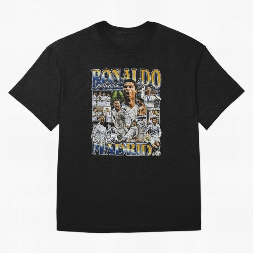 Cristiano Ronaldo Real Vintage Bootleg Oversized T-Shirt Celebrate Golden Goal Energy in FIFA World Cup 2026 USA Canada Mexico for Fans of Mbappe and Neymar and England and Germany, Bringing Game Day Rituals, Football Legends, Country Pride and the
