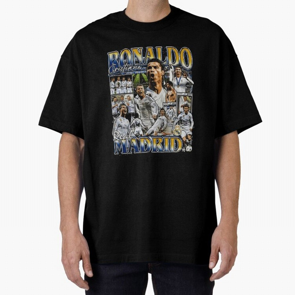 Cristiano Ronaldo Real Vintage Bootleg Oversized T-Shirt Celebrate Golden Goal Energy in FIFA World Cup 2026 USA Canada Mexico for Fans of Mbappe and Neymar and England and Germany, Bringing Game Day Rituals, Football Legends, Country Pride and the