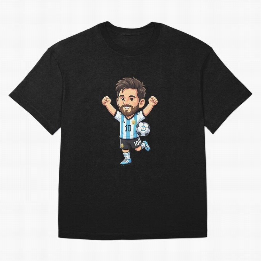 Cute Football Champion Cartoon Design Oversized T-Shirt Stand Proud for FIFA World Cup 2026 Group Stage for Fans of Messi, CR7 and Mbappe and Argentina, France and Brazil, Bringing Stadium Memories, Football Loyalty, International Chants and