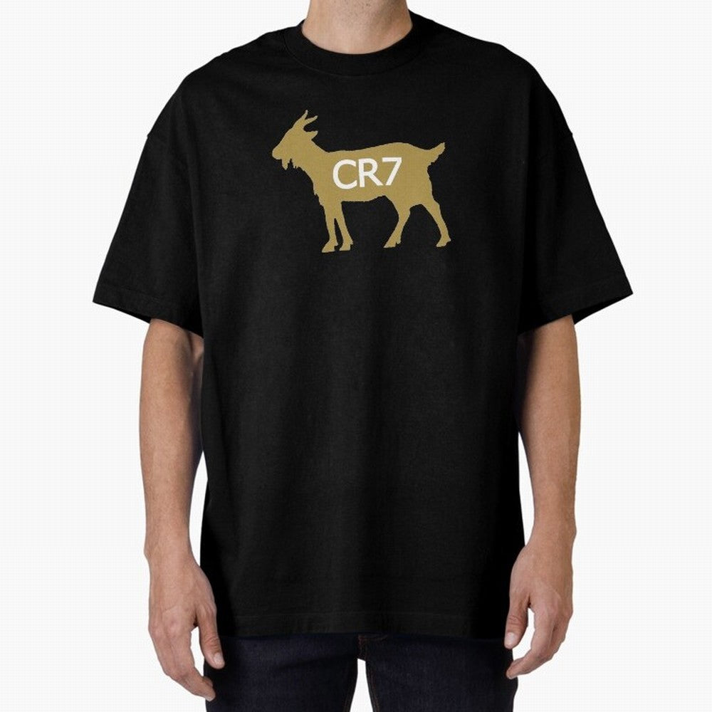 CR7 GOAT Gold B Oversized T-Shirt Make Game Day About FIFA World Cup 2026 for Fans of Cristiano Ronaldo, Haaland and CR7 and France and Portugal, Bringing Sports Nostalgia, International Competition, Famous Players and Unforgettable Victories;