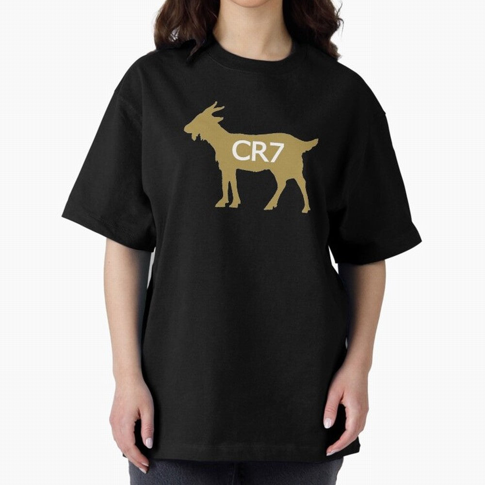 CR7 GOAT Gold B Oversized T-Shirt Make Game Day About FIFA World Cup 2026 for Fans of Cristiano Ronaldo, Haaland and CR7 and France and Portugal, Bringing Sports Nostalgia, International Competition, Famous Players and Unforgettable Victories;