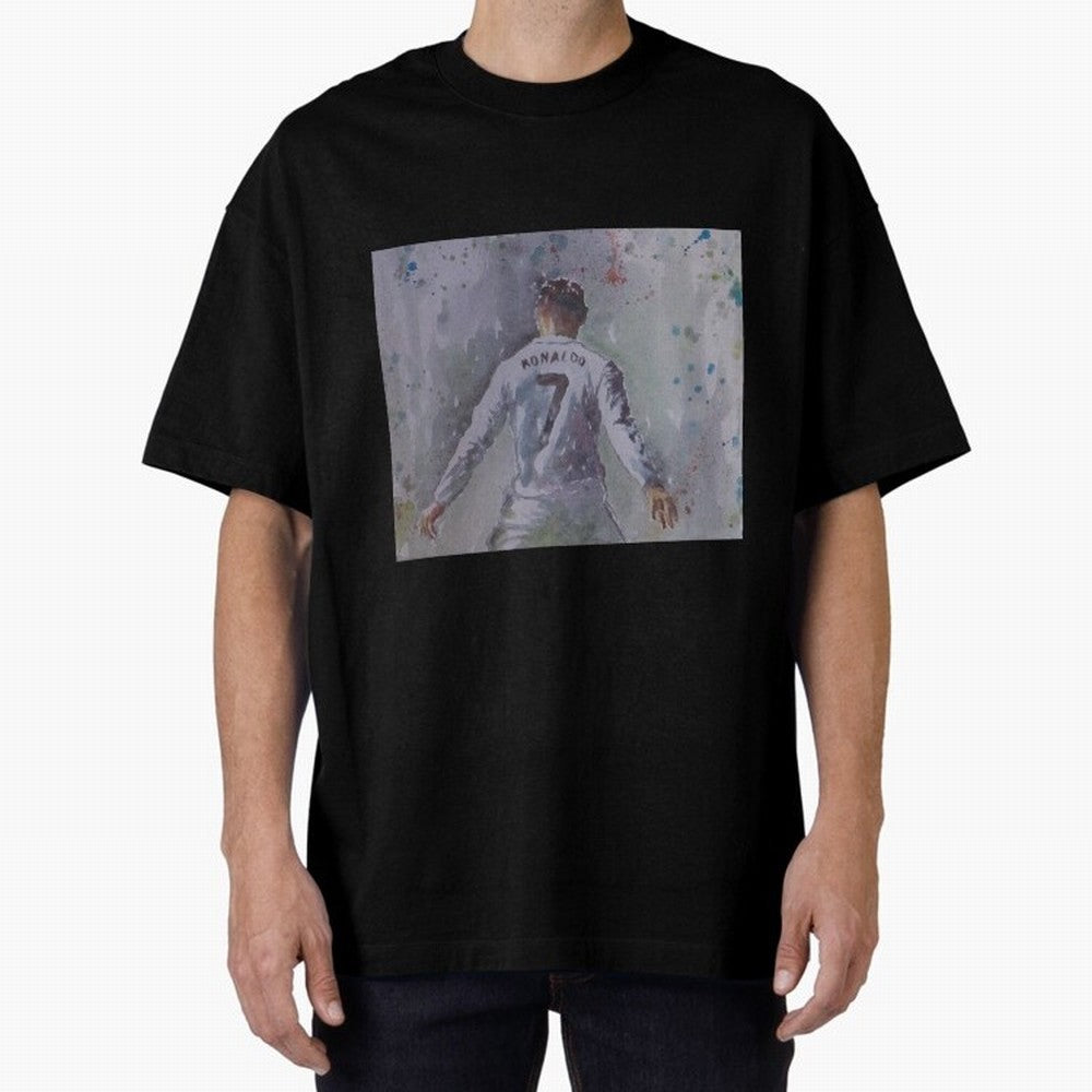 Cristiano Ronaldo - Portrait 2 Oversized T-Shirt Experience the Global Stage of Global Football Passion for FIFA World Cup 2026 USA Canada Mexico, Inspired by CR7, Brazil, Championship Spirit, Famous Goals, Roaring Crowds and International Football