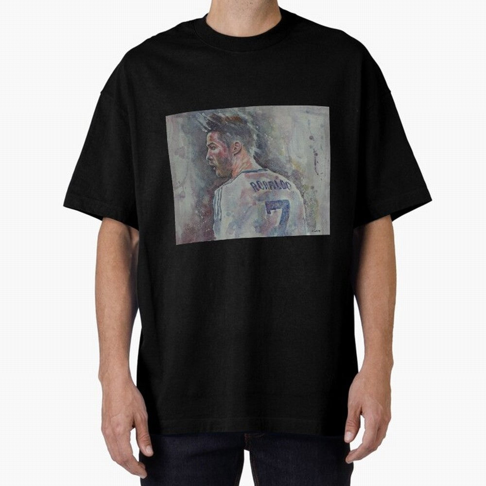 Cristiano Ronaldo - Portrait 1 Oversized T-Shirt Show Your Stadium Side during Global Football Passion for FIFA World Cup 2026 Group Stage, Connected to Messi, Neymar and Mbappe, Argentina, France and Brazil, Match Day Excitement, Supporter