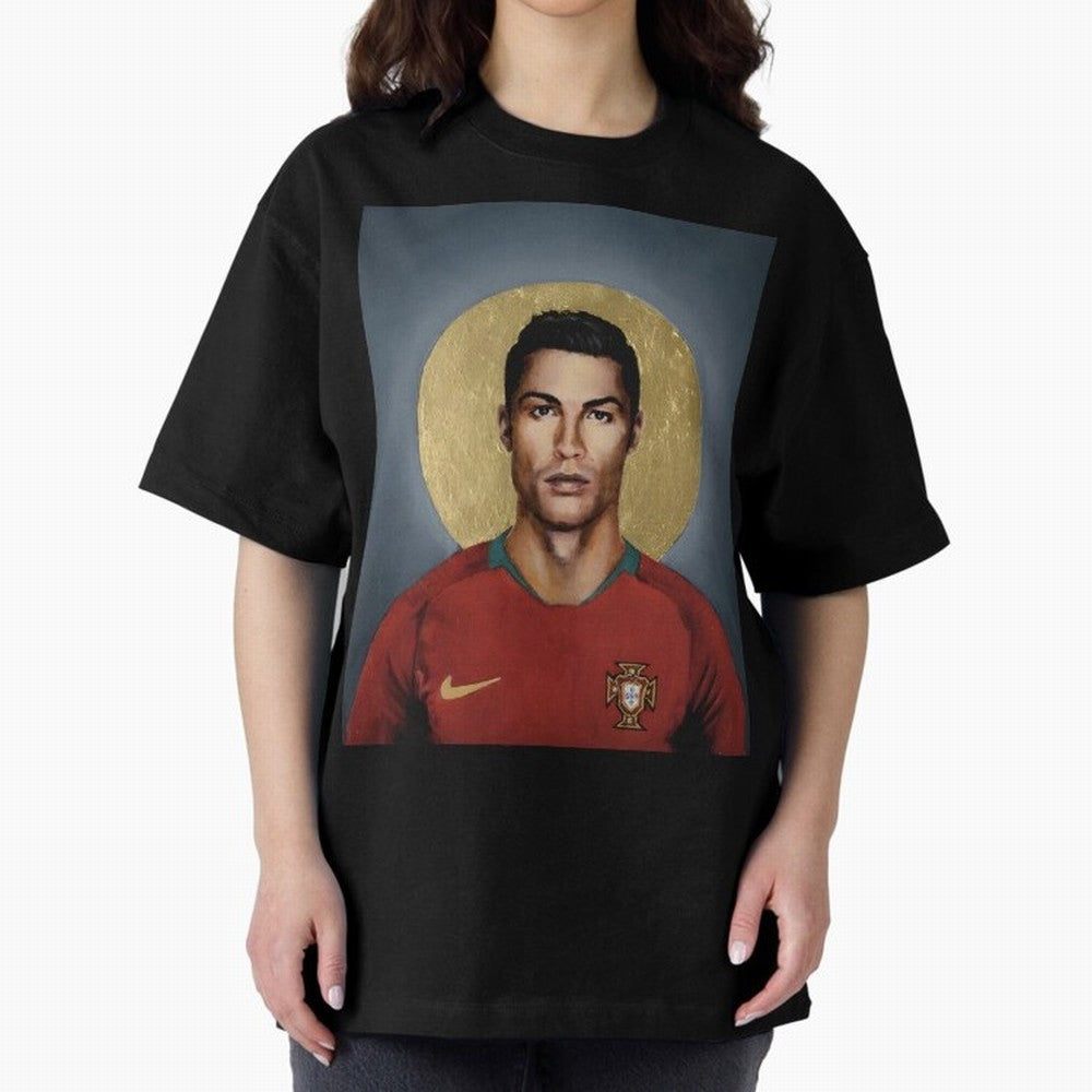 Cristiano Ronaldo CR7 Saint Portugal Football Legend Fan Art Oversized T-Shirt Experience FIFA World Cup 2026 Spirit, Celebrating Netherlands, Haaland, Football Passion, Legendary Performances, Festival Vibes and Supporter Community; Great for