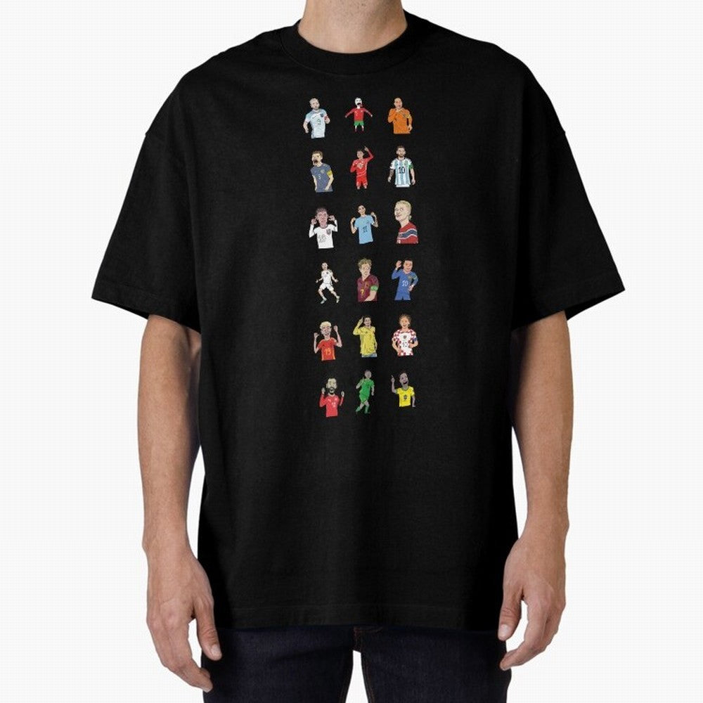 Badly Drawn Footballers Oversized T-Shirt Keep Football History Alive during the FIFA World Cup 2026 Journey through Cristiano Ronaldo, Haaland and CR7 Highlights, Argentina, France and Brazil Pride, Champion Mindset, Group Stage Buzz, Knockout