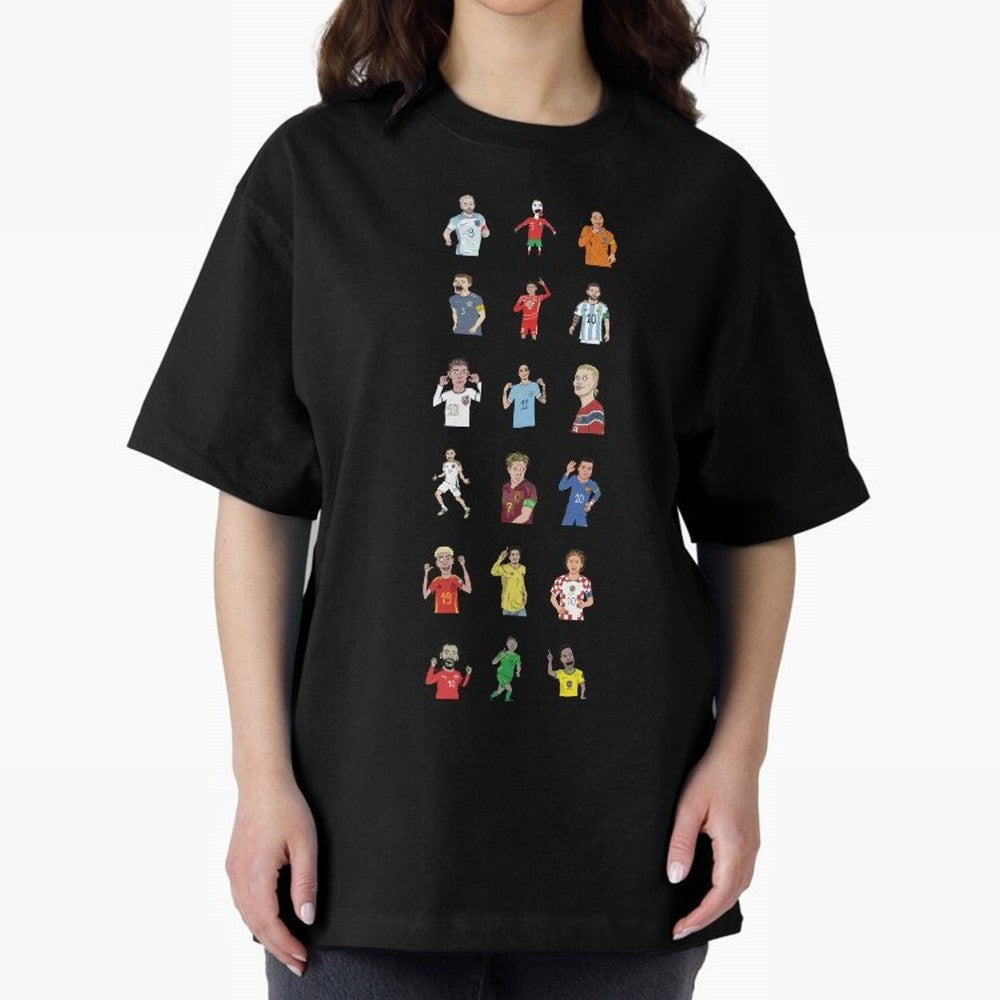 Badly Drawn Footballers Oversized T-Shirt Keep Football History Alive during the FIFA World Cup 2026 Journey through Cristiano Ronaldo, Haaland and CR7 Highlights, Argentina, France and Brazil Pride, Champion Mindset, Group Stage Buzz, Knockout