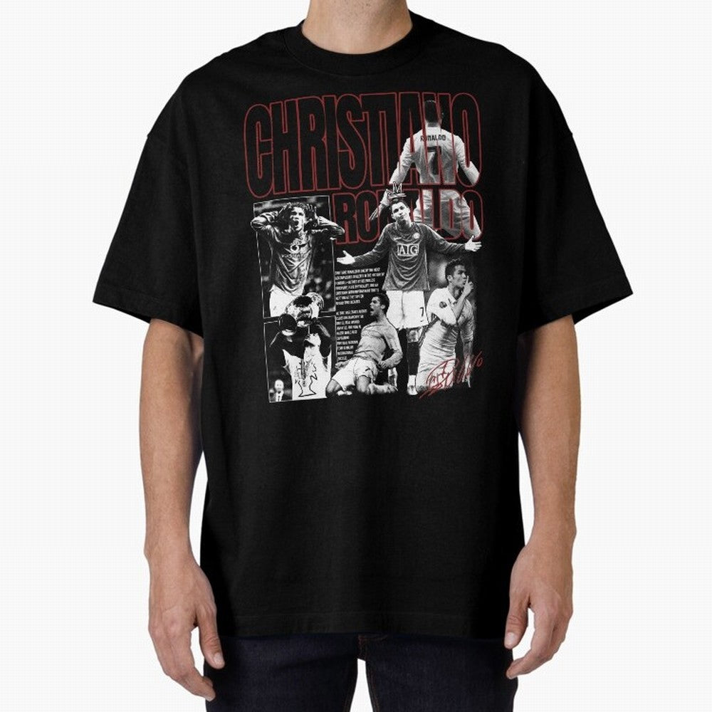 Cristiano Ronaldo Vintage Graphic Oversized T-Shirt Celebrate Soccer Greatness during Global Football Passion for FIFA World Cup 2026 USA Canada Mexico, Inspired by Cristiano Ronaldo, Spain and Netherlands, Sports Nostalgia, International