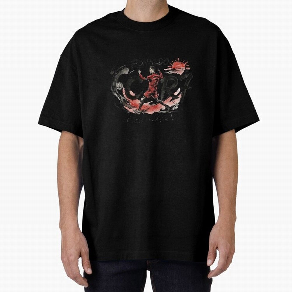 Cristiano Ronaldo CR7 Legend Japanese Ink Art Style Oversized T-Shirt Honor the Football Icons of FIFA World Cup 2026 Centered on Cristiano Ronaldo, Haaland and CR7, Spain and Netherlands Energy, Champion Mindset, Group Stage Buzz, Knockout Tension