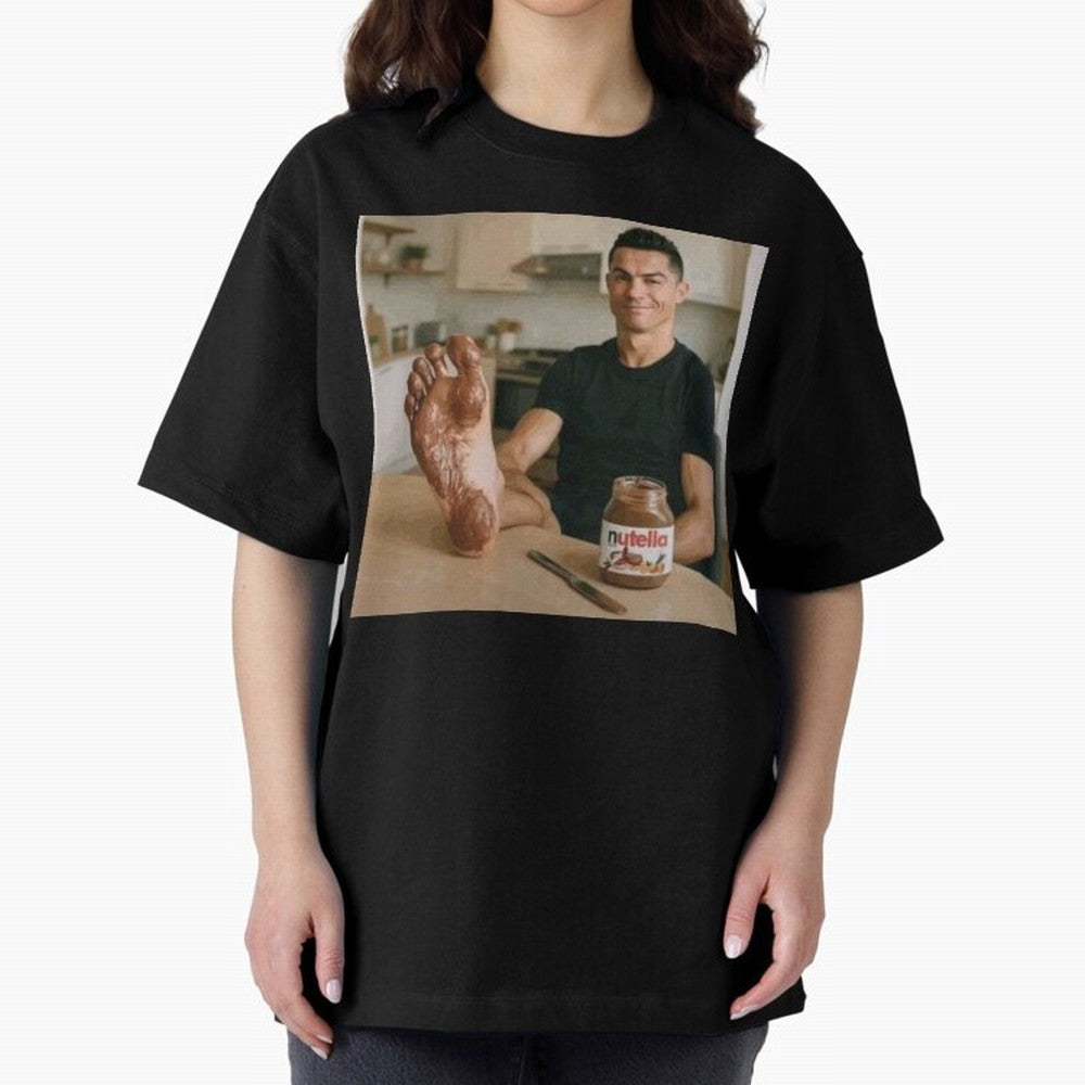 Ronaldo Nutella (LOW RES) Oversized T-Shirt Share the Excitement of FIFA World Cup 2026 Group Stage for Fans of Mbappe and Neymar and Spain and Netherlands, Bringing Fan Favorite Moments, National Team Passion, Big Match Drama and Soccer History;
