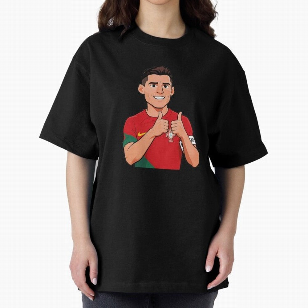 World CUP Cristiano Oversized T-Shirt Celebrate Fan Culture around FIFA World Cup 2026 Group Stage for Fans of Haaland and Mbappe and Netherlands, Bringing Vintage Soccer Flavor, Modern Football Stars, National Flags and Final Night Emotion;