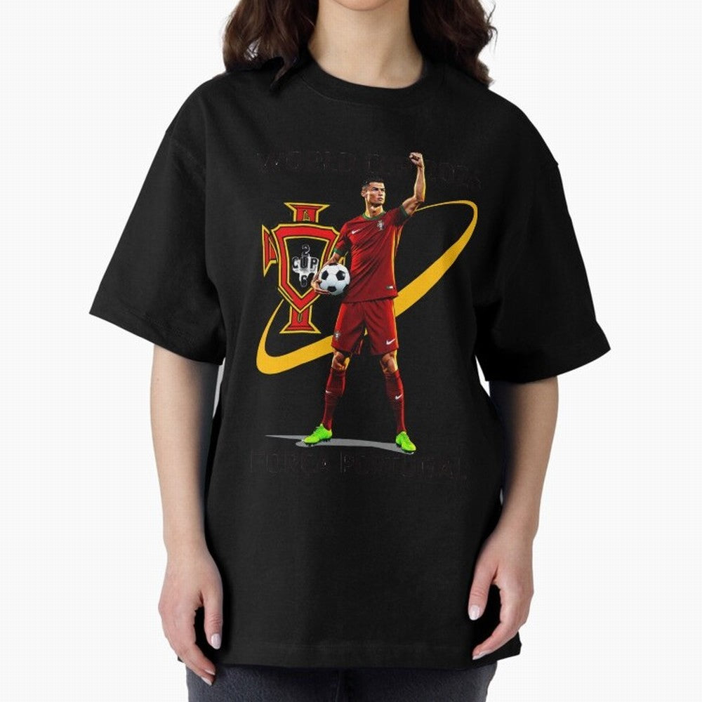 FIFA World Cup 2026 - Portugal Fan Oversized T-Shirt Bring Retro Soccer Energy to FIFA World Cup 2026 Group Stage Spirit, Highlighting Brazil, Messi, Neymar and Mbappe, Tournament Hype, Historic Matchups, Family Viewing Parties and Global Sports