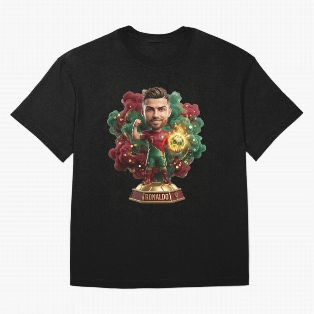 Ronaldo Portugal 2026 - Legend Soccer Chibi 3D Oversized T-Shirt Celebrate Rivalries and Pride in FIFA World Cup 2026 Group Stage Connected to Haaland, Brazil, Portugal and Argentina Energy, Supporter Pride, Iconic Celebrations, Legendary Names and