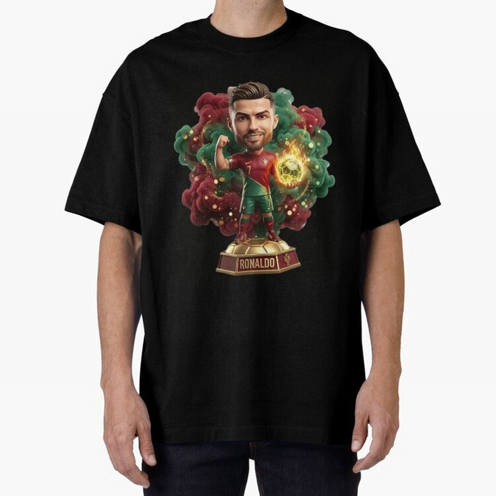 Ronaldo Portugal 2026 - Legend Soccer Chibi 3D Oversized T-Shirt Celebrate Rivalries and Pride in FIFA World Cup 2026 Group Stage Connected to Haaland, Brazil, Portugal and Argentina Energy, Supporter Pride, Iconic Celebrations, Legendary Names and