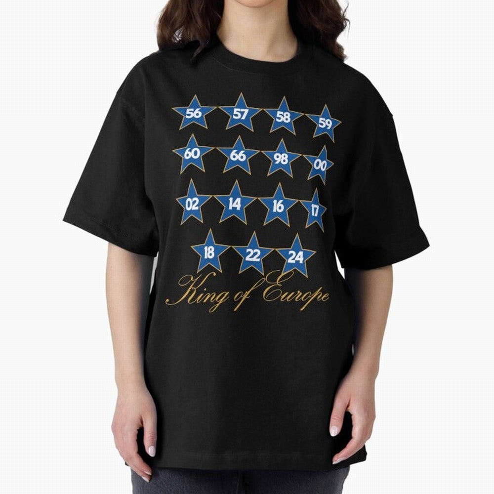 Real Madrid European Cups Oversized T-Shirt Support Your Favorite Stars during FIFA World Cup 2026 USA Canada Mexico Driven by Messi, CR7 and Mbappe, France Energy, Stadium Chants, National Pride, Trophy Dreams and Unforgettable Football Memories;