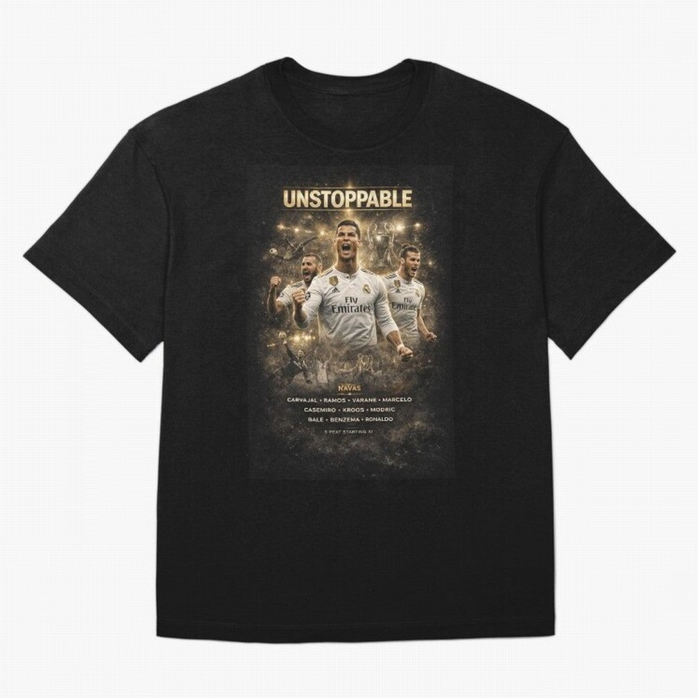 Unstoppable - Real Madrid Oversized T-Shirt Stand Out with Spirit from FIFA World Cup 2026 Group Stage for Fans of Cristiano Ronaldo, Haaland and CR7 and France and Portugal, Bringing Goal Celebration Energy, Supporter Heritage, Football Icons and