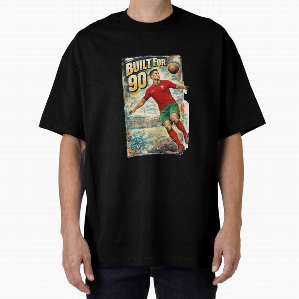 Built For 90 ¨C Vintage Football Streetwear Poster Oversized T-Shirt Make Your Look Match FIFA World Cup 2026 Group Stage for Fans of CR7 and Argentina and Brazil, Bringing Global Supporter Spirit, Legendary Goals, National Colors and Tournament