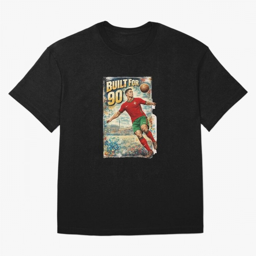 Built For 90 ¨C Vintage Football Streetwear Poster Oversized T-Shirt Make Your Look Match FIFA World Cup 2026 Group Stage for Fans of CR7 and Argentina and Brazil, Bringing Global Supporter Spirit, Legendary Goals, National Colors and Tournament