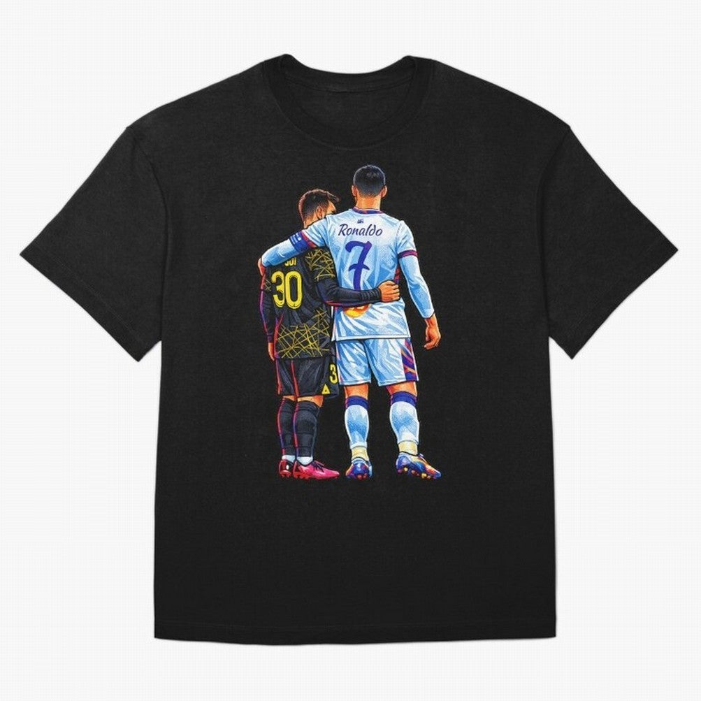 2 GOATS Oversized T-Shirt Celebrate Rivalries and Pride in FIFA World Cup 2026 Group Stage for Fans of Messi and Spain, Bringing Global Supporter Spirit, Legendary Goals, National Colors and Tournament Celebration; Great for Supporters Who Love