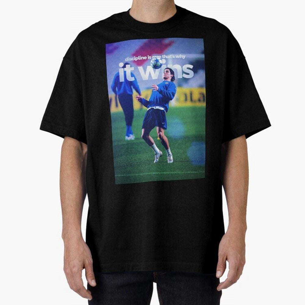 Cristiano Ronaldo - Discipline is rare that's why it wins Oversized T-Shirt Make Memories around the FIFA World Cup 2026 Group Stage Journey through Messi, Neymar and Mbappe Highlights, Brazil Pride, Fan Favorite Moments, National Team Passion, Big