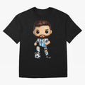 Lionel Messi Figurine Oversized T-Shirt Show Match Day Excitement for Global Football Passion for FIFA World Cup 2026 USA Canada Mexico, Celebrating Cristiano Ronaldo, Haaland and CR7, England, France and Netherlands, Sports Nostalgia,