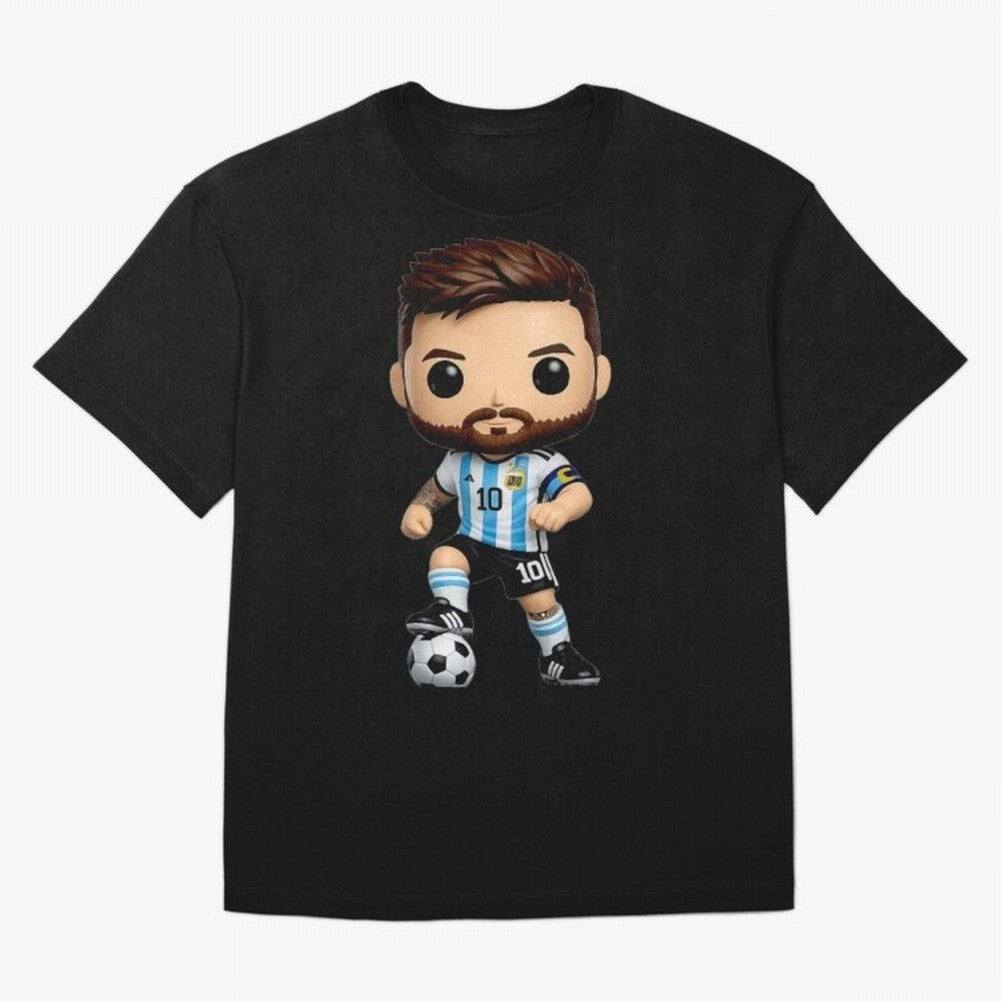 Lionel Messi Figurine Oversized T-Shirt Show Match Day Excitement for Global Football Passion for FIFA World Cup 2026 USA Canada Mexico, Celebrating Cristiano Ronaldo, Haaland and CR7, England, France and Netherlands, Sports Nostalgia,