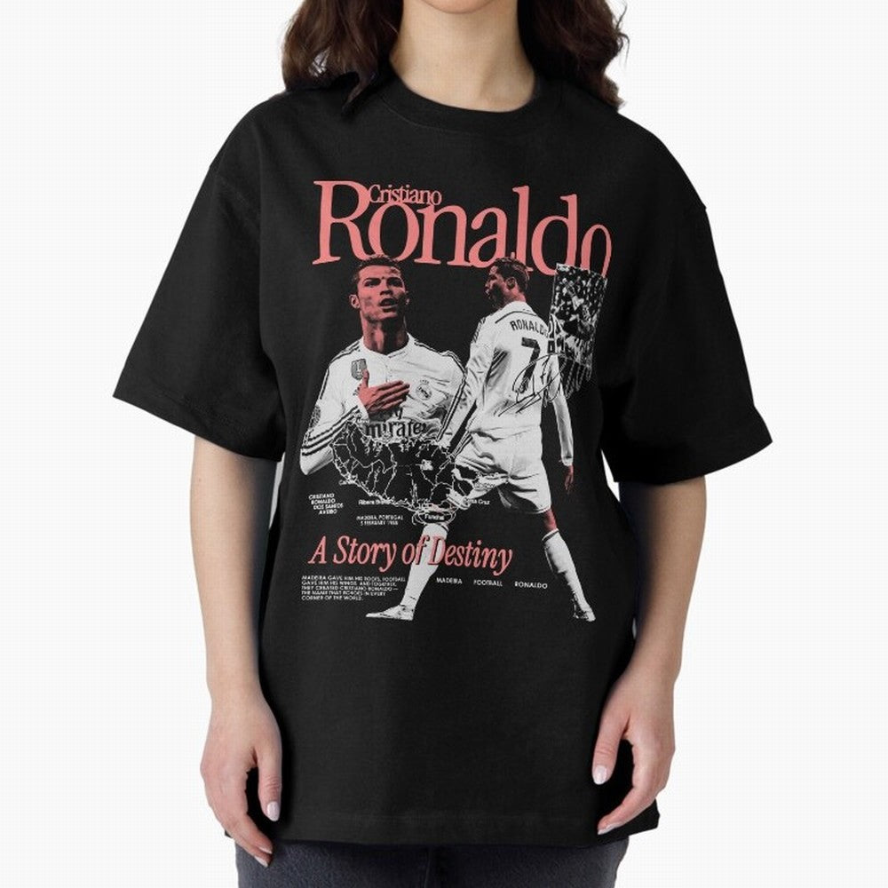 CR7 Cristiano Oversized T-Shirt Celebrate Unforgettable Nights in FIFA World Cup 2026 Group Stage Spirit, Highlighting England and Germany, Mbappe and Neymar, Retro Football Energy, Iconic Rivalries, Trophy Chase Drama and Stadium Atmosphere; Made