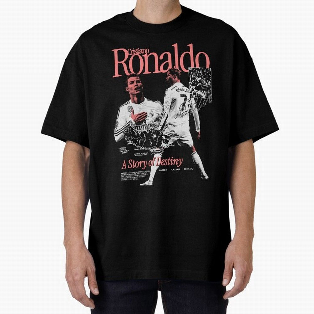 CR7 Cristiano Oversized T-Shirt Celebrate Unforgettable Nights in FIFA World Cup 2026 Group Stage Spirit, Highlighting England and Germany, Mbappe and Neymar, Retro Football Energy, Iconic Rivalries, Trophy Chase Drama and Stadium Atmosphere; Made