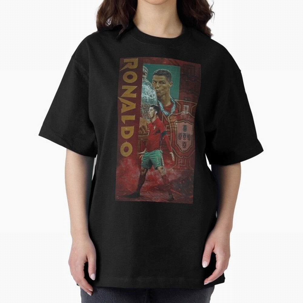 Cristiano Ronaldo Oversized T-Shirt Represent Global Football Passion for FIFA World Cup 2026 Group Stage, Centered on Haaland, Portugal, Tournament Hype, Historic Matchups, Family Viewing Parties and Global Sports Pride; Ideal for Fans Who Follow