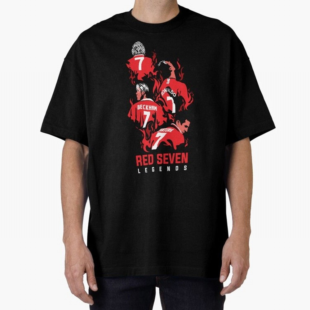 The Red Seven - Man Utd Oversized T-Shirt Celebrate Unforgettable Nights in FIFA World Cup 2026 Group Stage Spirit, Highlighting England and Germany, Mbappe and Neymar, Retro Football Energy, Iconic Rivalries, Trophy Chase Drama and Stadium