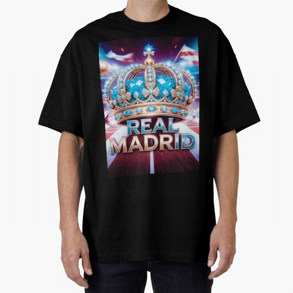 Real Madrid Oversized T-Shirt Experience FIFA World Cup 2026 USA Canada Mexico Highlighting Mbappe, Brazil, Portugal and Argentina Energy, Global Supporter Spirit, Legendary Goals, National Colors and Tournament Celebration; Made for Die Hard