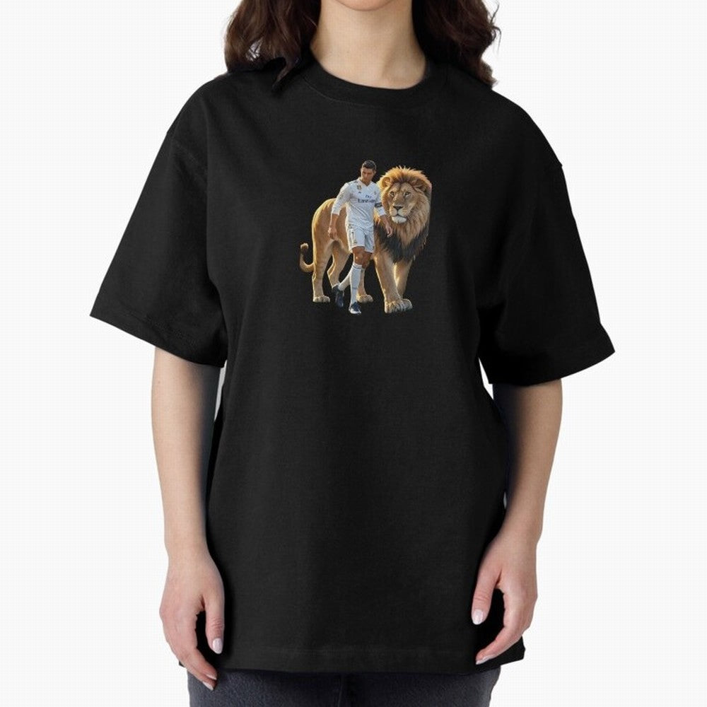 Christiano Ronaldo lion Oversized T-Shirt Cheer for FIFA World Cup 2026 Group Stage for Fans of Haaland and England, France and Netherlands, Bringing Match Day Excitement, Supporter Culture, Golden Goals and Global Football Passion; Great for Watch