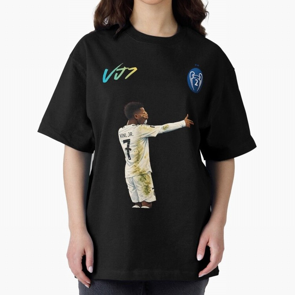 Vini Jr Oversized T-Shirt Celebrate Soccer Greatness during FIFA World Cup 2026 USA Canada Mexico for Fans of Mbappe and England, France and Netherlands, Bringing Goal Celebration Energy, Supporter Heritage, Football Icons and Worldwide Tournament