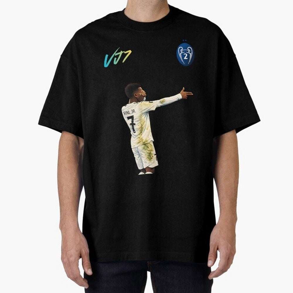 Vini Jr Oversized T-Shirt Celebrate Soccer Greatness during FIFA World Cup 2026 USA Canada Mexico for Fans of Mbappe and England, France and Netherlands, Bringing Goal Celebration Energy, Supporter Heritage, Football Icons and Worldwide Tournament
