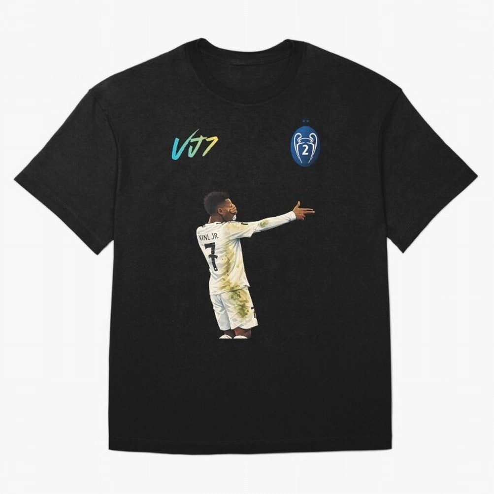 Vini Jr Oversized T-Shirt Celebrate Soccer Greatness during FIFA World Cup 2026 USA Canada Mexico for Fans of Mbappe and England, France and Netherlands, Bringing Goal Celebration Energy, Supporter Heritage, Football Icons and Worldwide Tournament