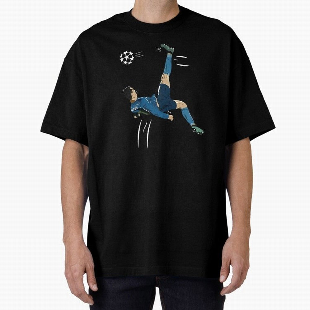 Cristiano Ronaldo Bicycle Kick Oversized T-Shirt Bring a Vintage Feel to FIFA World Cup 2026 Group Stage Spirit, Made for France and Portugal, Cristiano Ronaldo, Stadium Memories, Football Loyalty, International Chants and Championship Tradition;