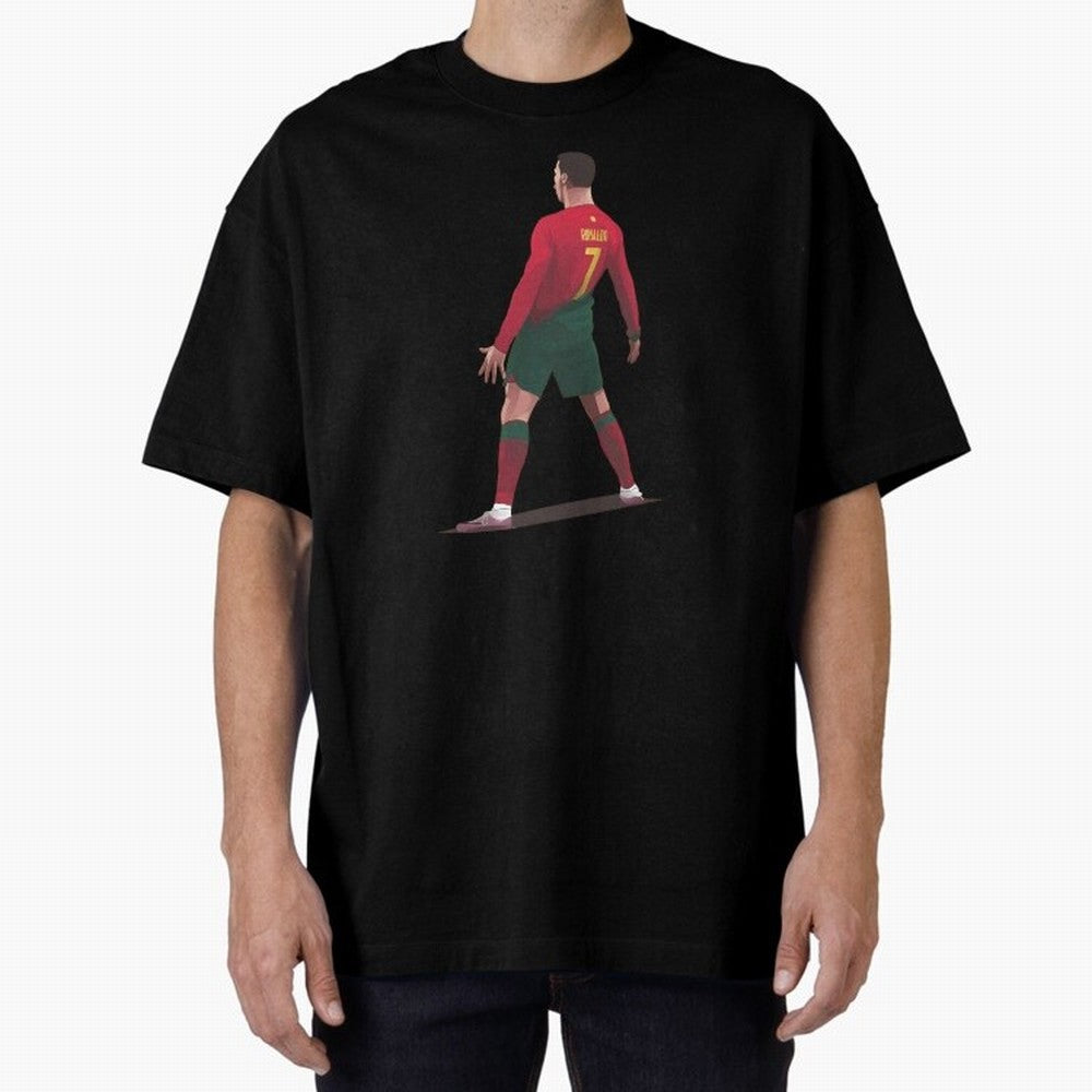 CR7 Celebration Pose Oversized T-Shirt Honor the Beautiful Game during the FIFA World Cup 2026 Group Stage Journey through CR7 Highlights, Portugal, Spain and Germany Pride, Soccer Culture, Superstar Moments, National Team Dreams and Competitive