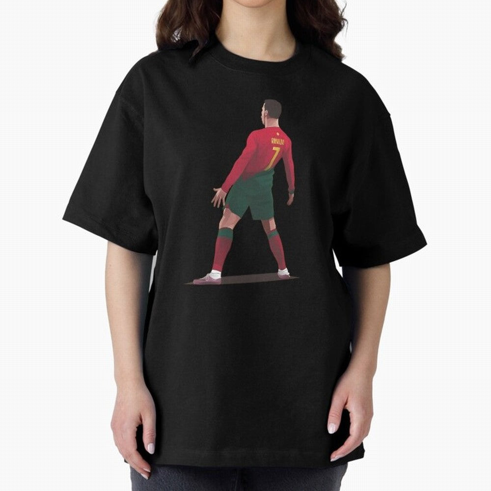 CR7 Celebration Pose Oversized T-Shirt Honor the Beautiful Game during the FIFA World Cup 2026 Group Stage Journey through CR7 Highlights, Portugal, Spain and Germany Pride, Soccer Culture, Superstar Moments, National Team Dreams and Competitive