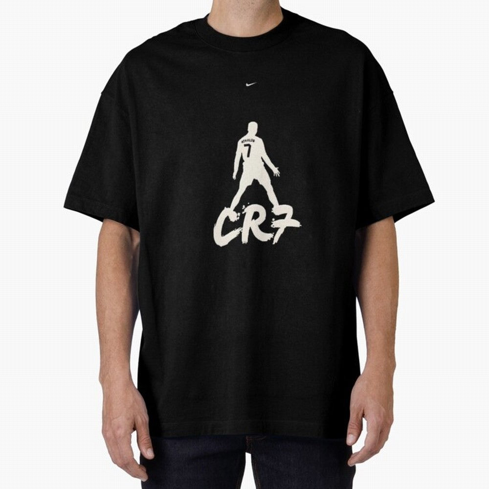 Cristiano Ronaldo CR7 Minimalist Silhouette Football Art Oversized T-Shirt Follow Global Football Passion for FIFA World Cup 2026, Made for CR7 and Messi, England and Germany, Tournament Hype, Historic Matchups, Family Viewing Parties and Global
