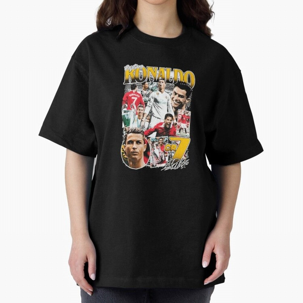 Cristiano Ronaldo Cr7 Collage Oversized T-Shirt Celebrate the Road through FIFA World Cup 2026 USA Canada Mexico Made for Neymar, Argentina Energy, Goal Celebration Energy, Supporter Heritage, Football Icons and Worldwide Tournament Joy; Created