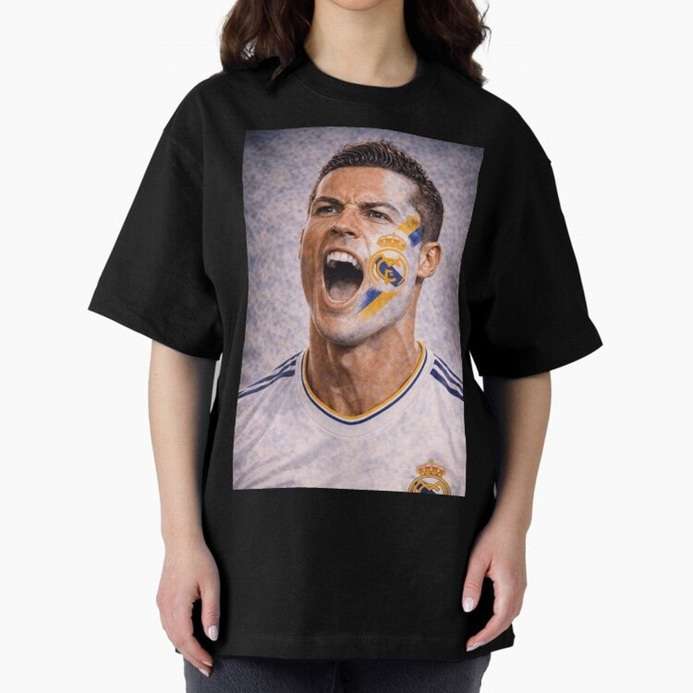 Cristiano Ronaldo ¡ª A Fan Portrait in Motion Oversized T-Shirt Bring Home Global Football Passion for FIFA World Cup 2026, Highlighting Messi and Cristiano Ronaldo, England, France and Netherlands, Championship Spirit, Famous Goals, Roaring Crowds